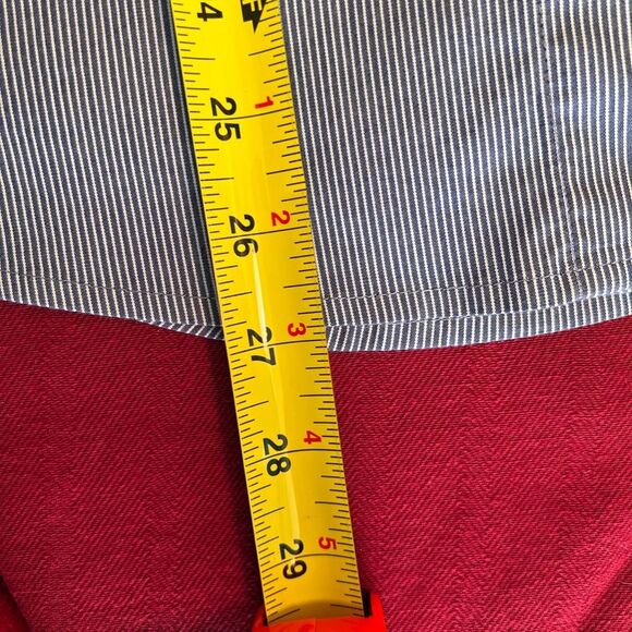 Worthington Women Blue pinstripe Button front ¾ length Sleeve Blouse - Picture 9 of 9